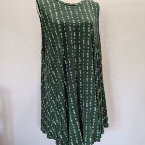 Lane Bryant Green Patterned Mini Dress